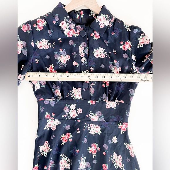 Alexia Admor Emery Navy Blue Floral Short Sleeve Shirt Dress - Picture 7 of 16
